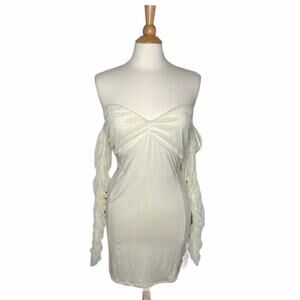 ASOS Design Cream Bodycon Sheer Sleeve BT3